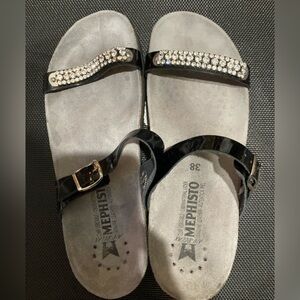 Mephisto Black Sandals with Sparkling Accents